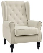 HOMCOM Poltrona de Sala de Estar Poltrona Moderna para Dormitório com Pés de Madeira Poltrona Individual 74x86x102 cm Creme | Aosom Portugal