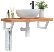 vidaXL Prateleira de parede p/ lavatório aço/madeira de faia maciça