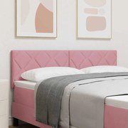 Cabeceira em veludo rosa com detalhes de diamante, 160 cm