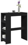 vidaXL Mesa de bar com prateleiras derivados de madeira preto