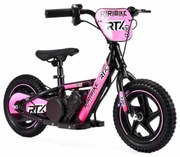 Bicicleta eléctrica para crianças RIRIBIKE RTX3 24V (12"), bateria de lítio, motor de 100W, travão de disco, assento ajustável em PU macio Rosa