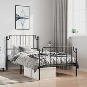 Estrutura de cama com cabeceira e pés 100x190 cm metal preto