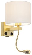 LED Candeeiro de parede dourado USB com cúpula branca - Brescia Combi Moderno