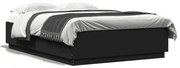 vidaXL Estrutura cama c/ luzes LED 160x200 cm derivados madeira preto