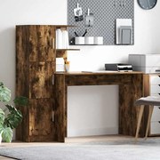 vidaXL Mesa com Armazenamento com prateleira 2 pcs Carvalho Defumado