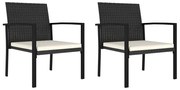 vidaXL Cadeiras de jantar para jardim 2 pcs vime PE preto