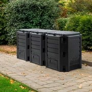 Compostor de 1200L 198 x 72 x 83 cm Preto