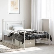 vidaXL Estrutura de cama com cabeceira e pés 107x203 cm metal branco