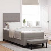 Cama Box Spring com Colchão e Banco Cinza 80x200 cm Tecido