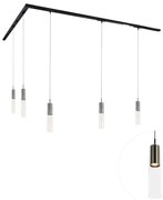Sistema de iluminação de trilho moderno com 5 pendentes Gunmetal monofásicos - Iconic Lloyd