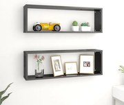 vidaXL Estantes parede cúbicas 2 pcs contr. 80x15x26,5 cm cinza brilh.
