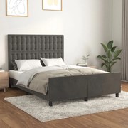 vidaXL Estrutura de cama sem colchão 140x200 cm veludo cinzento-escuro