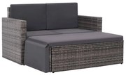 vidaXL 2 pcs conjunto lounge de jardim c/ almofadões vime PE cinzento