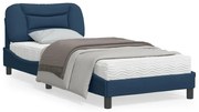 vidaXL Estrutura de cama sem colchão Hvar 90x200 cm tecido azul