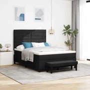 Cama Box com Colchão &amp; Banco Preto 160x200 cm Tecido