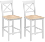 Conjunto de 2 Bancos de Bar de Madeira Bancos Altos de Cozinha com Enc