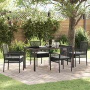 vidaXL Conjunto de Jantar de 5 Peças com Almofadas de Polirattan Preto