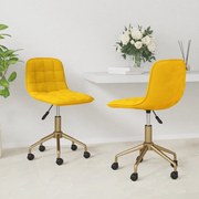 Cadeiras de jantar giratórias 2 pcs veludo amarelo mostarda