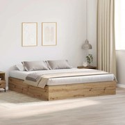 vidaXL Cama de Armazenamento Carvalho Artisan 200x200 cm