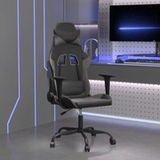 vidaXL Cadeira gaming couro artificial preto e cinzento