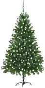 vidaXL Árvore Natal artificial pré-iluminada c/ bolas 210 cm verde