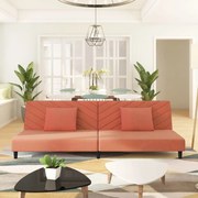 vidaXL Sofá-cama 2 lugares com duas almofadas veludo rosa
