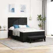 Cama Box com Colchão &amp; Banco Preto 160x200 cm Tecido