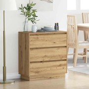 Criado-mudo vidaXL com LED Carvalho Artesanal 71x34,5x75 cm Madeira de Engenharia