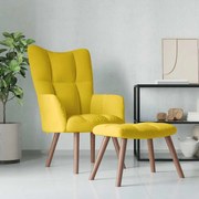 vidaXL Cadeira de descanso com banco veludo amarelo mostarda