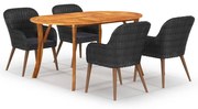 vidaXL 5 pcs conjunto de jantar para jardim preto