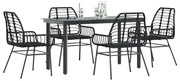 vidaXL Conjunto de jantar jardim 5 peças vidro vime PE preto