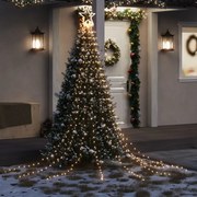 vidaXL Iluminação p/ árvore de Natal 320 luzes LED 375cm branco quente