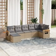 vidaXL 7 pcs conjunto de sofás p/ jardim com almofadões vime PE bege