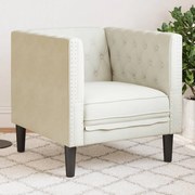 vidaXL Sofá chesterfield veludo creme