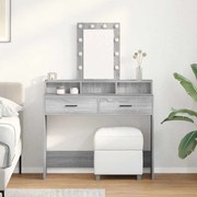 Mesa de Maquilhagem vidaXL com luzes LED Cinzento Sonoma 100x41x140 cm