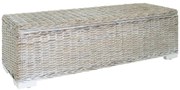 vidaXL Caixa arrumação 110cm vime kubu natural/mogno maciça branco