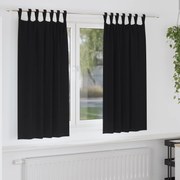 vidaXL Cortinas opacas com cortinas 2 pcs Preto 175 x 140 cm Poliéster