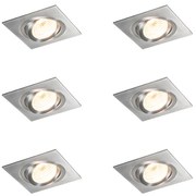 Conjunto de 6 focos embutidos de aço inclináveis - Lock 1