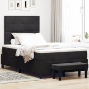Cama Box com Colchão e Banco Preto 120x200 cm Veludo
