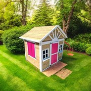 Casa de brincar para crianças 147x169x165,5 cm de madeira em painéis VISBY Rosa