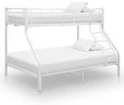 vidaXL Estrutura de beliche 140x200/90x200 cm metal branco