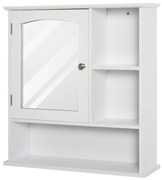 kleankin Gabinete Banheiro Espelho Grande Prateleira Ajustável Prateleiras Abertas 60x18x63 cm Espaçoso Branco | Aosom Portugal