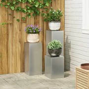 vidaXL Suporte para Plantas 3 pcs Prateado Aço galvanizado