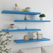 Prateleiras de parede suspensas 4 pcs 90x23,5x3,8cm MDF azul