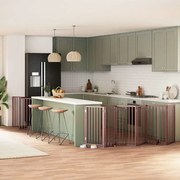 vidaXL Portão p/ cães c/ porta dobrável 9 painéis 450cm álamo castanho