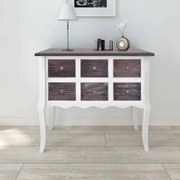 vidaXL Mesa consola com 6 gavetas castanho e branco madeira