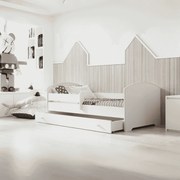 Cama infantil  individual Luk 180x80 com gaveta branca - colchão e estrado incluído