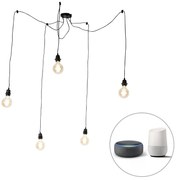 LED Candeeiro de suspensão inteligente preto 5 luzes incl. Wifi G95 - Cava Moderno