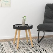 vidaXL Mesa de apoio 38x38x40 cm deriv. madeira/pinho maciço preto