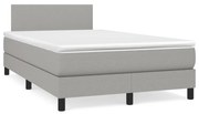 vidaXL Cama box spring c/ colchão e LED 120x190 cm tecido cinza-claro